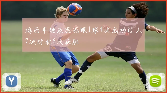 梅西半场表现亮眼1球4次成功过人7次对抗6次获胜
